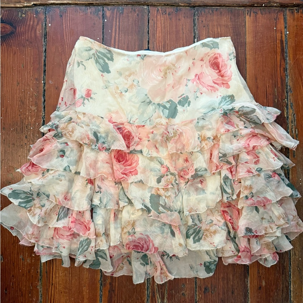 Vintage Floral Ruffle Skirt